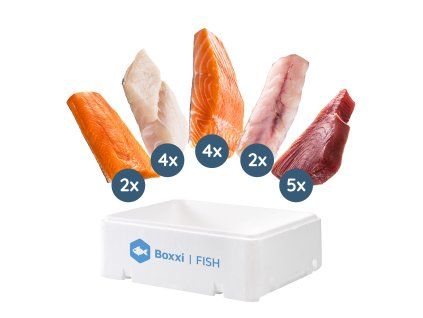 Prémiový rybí box 3,25 kg s rybami a mořskými plody — BOXXI